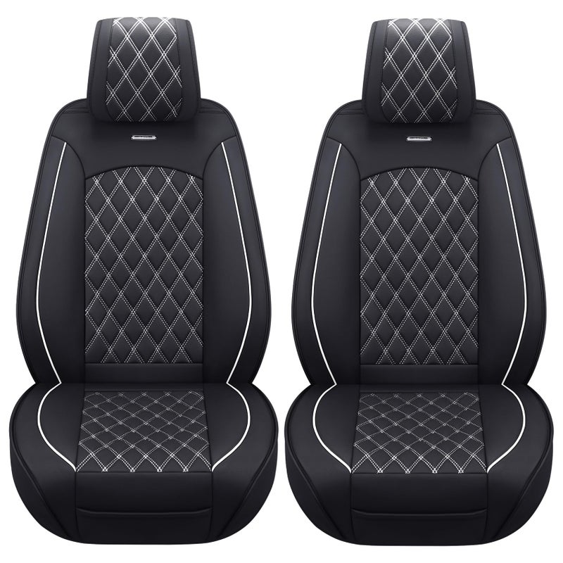 Aierxuan Front Car Seat Covers Custom Fit 2009-2026 Ford F150, 2017-2026 F250 F350 F450 Super Duty Crew Cab Regular Cab Super Cab, Automotive Vehicle Cushion with Waterproof Leather (Black and White) - Image 1